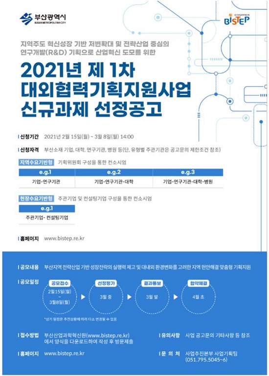 ‘2021년 제1차 대외협력기획지원사업’ 포스터.(출처=부산시)