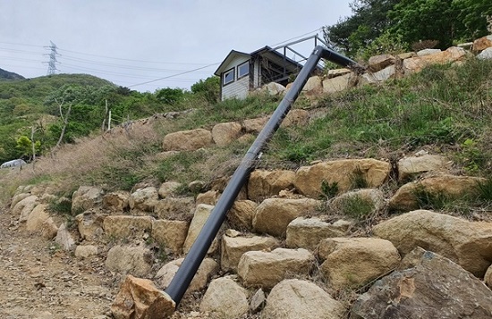 ▲농막시설에서 설치한 배수시설 모습.(사진제공=양산뉴스파크)