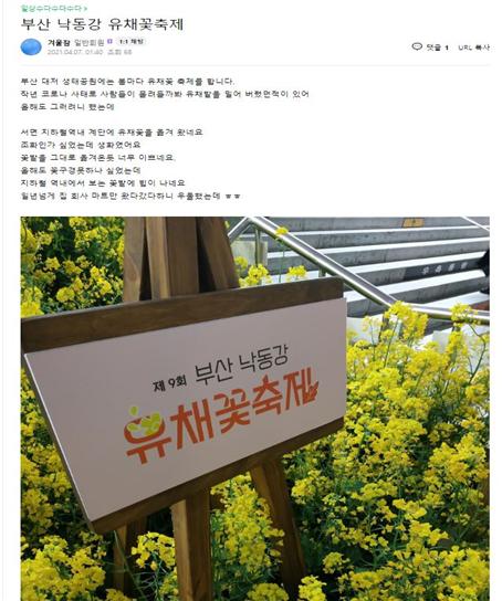 유채미니공원 SNS 후기.(출처=부산시)