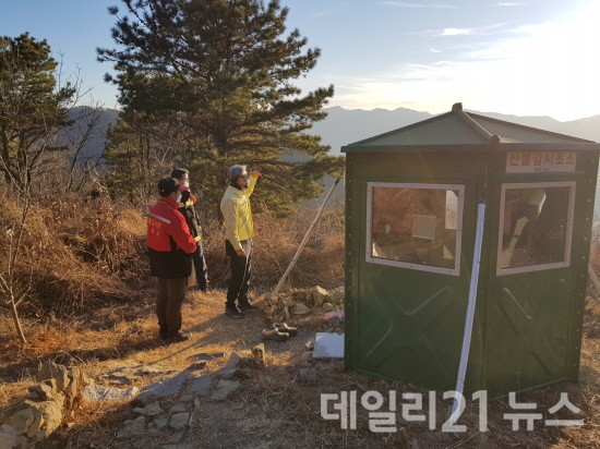 김석기 김해부시장이 산불예방현장을 점검하는 모습.[제공=김해시]