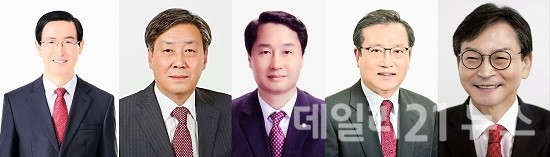 좌측부터 이순용, 김재윤, 박성명, 김천일, 최영남 예비후보. (사진=데일리21DB)