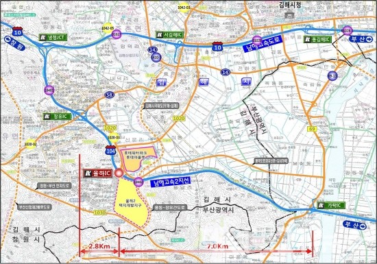 율하하이패스 IC 위치도 모습.[제공=김해시]