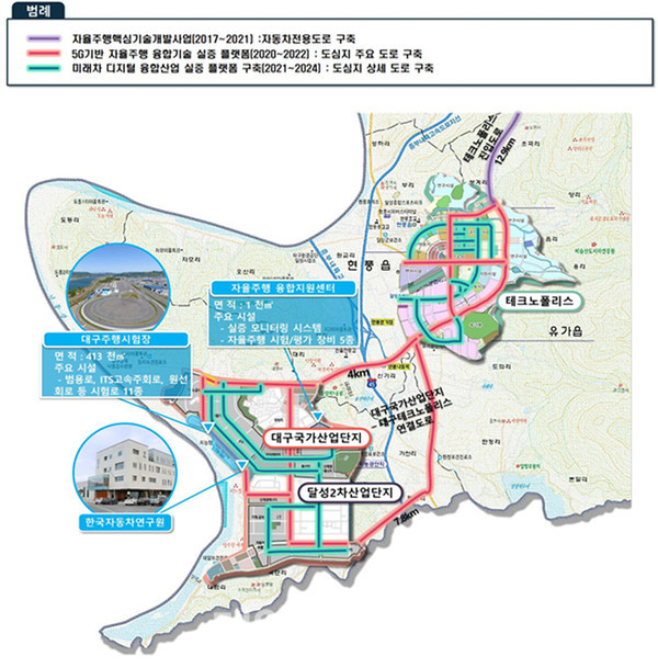 대구자율주행 연구, 실증 인프라 기반구축 현황./제공=대구시