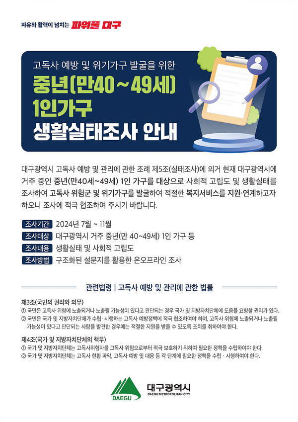 2024년 실태조사 홍보 포스터./대구시 제공